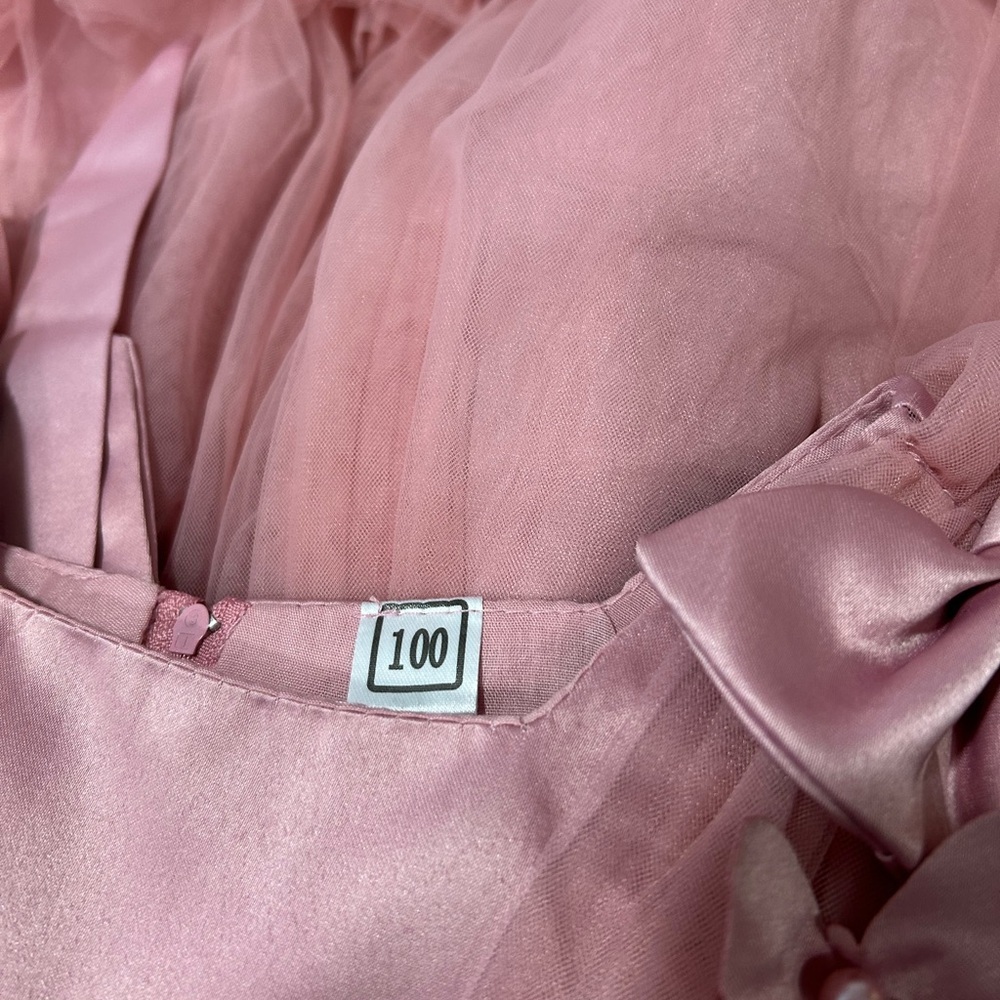 Elegant Pink Tulle Kids Dress - Picture 5 of 9